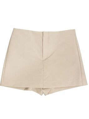 Zara Taupe Beige Skort XL | High-Waisted Tailored Mini